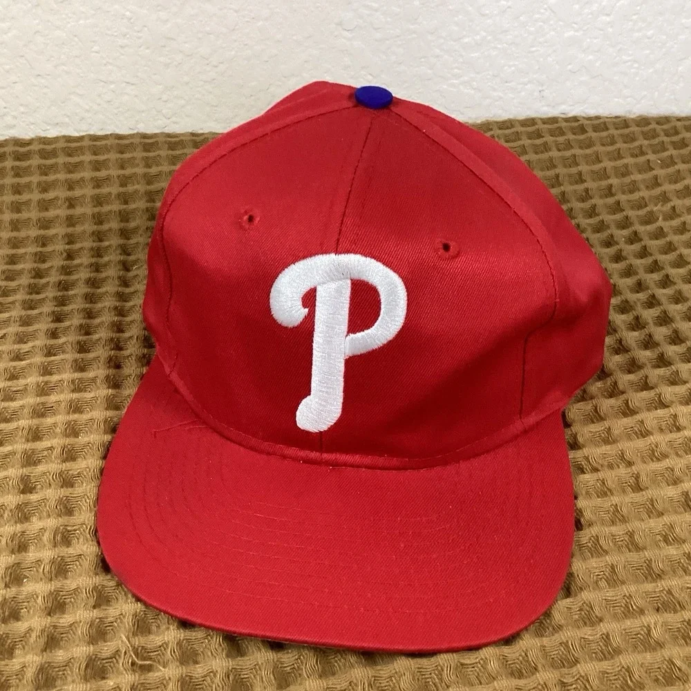 Vintage Philadelphia Phillies Hat Logo 7 Red Snapback MLB Baseball Cap Mens OSFA